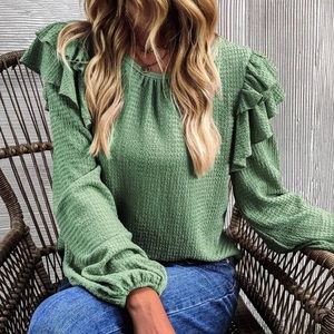 Boho ruffle trim blouse